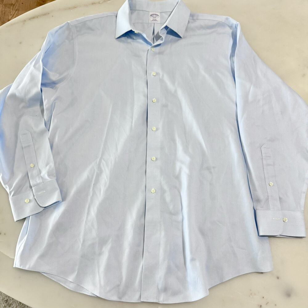 Brooks Brothers 346 Non-Iron Cotton Button Down Shirt Light Blue Size 17.5-4/5